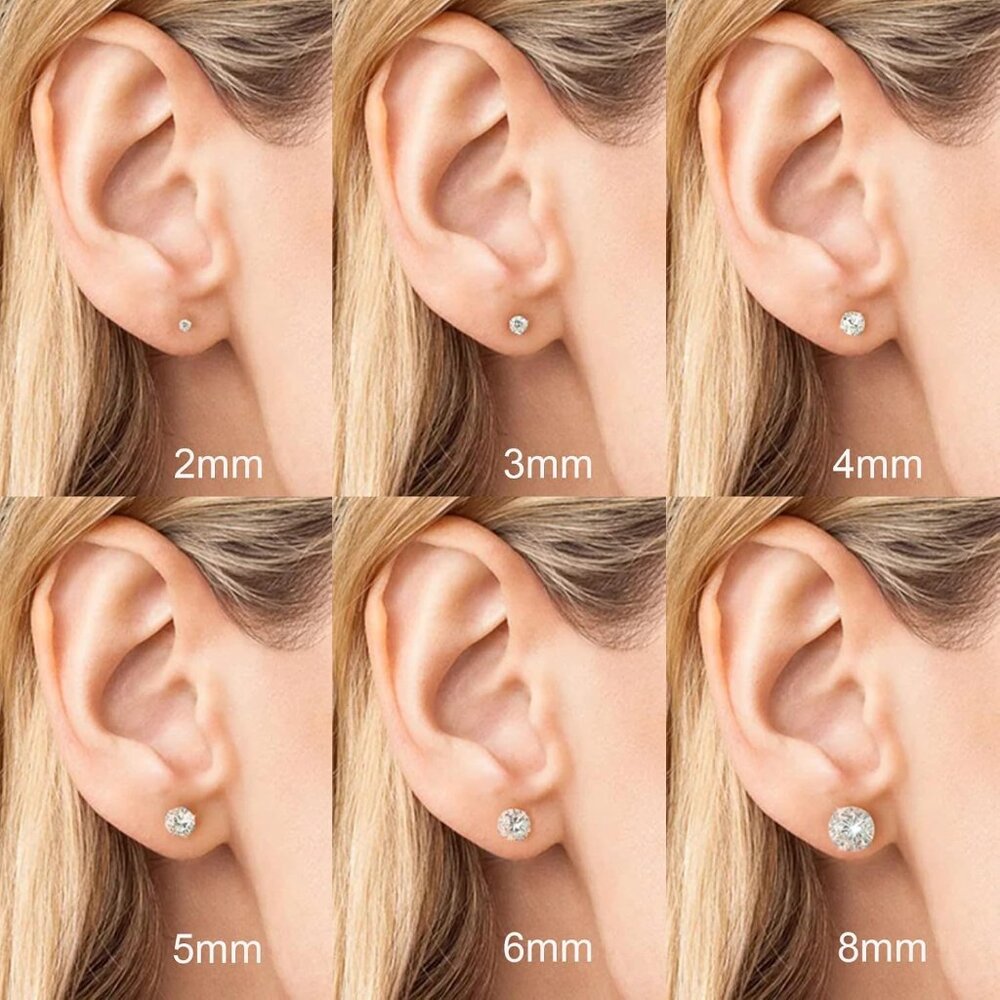 Threadless Flat Back Stud Earrings, 6 Pairs Titan… - image 5